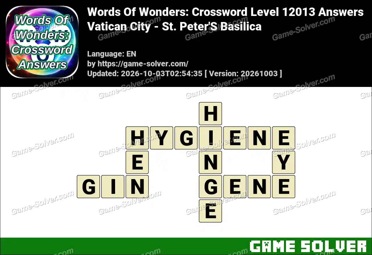 Words Of Wonders: Crossword Level 12013 Answers – Vatican City – St. Peter’S Basilica
